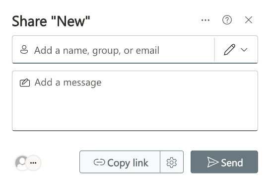 Share the folder named "New" dialogue box