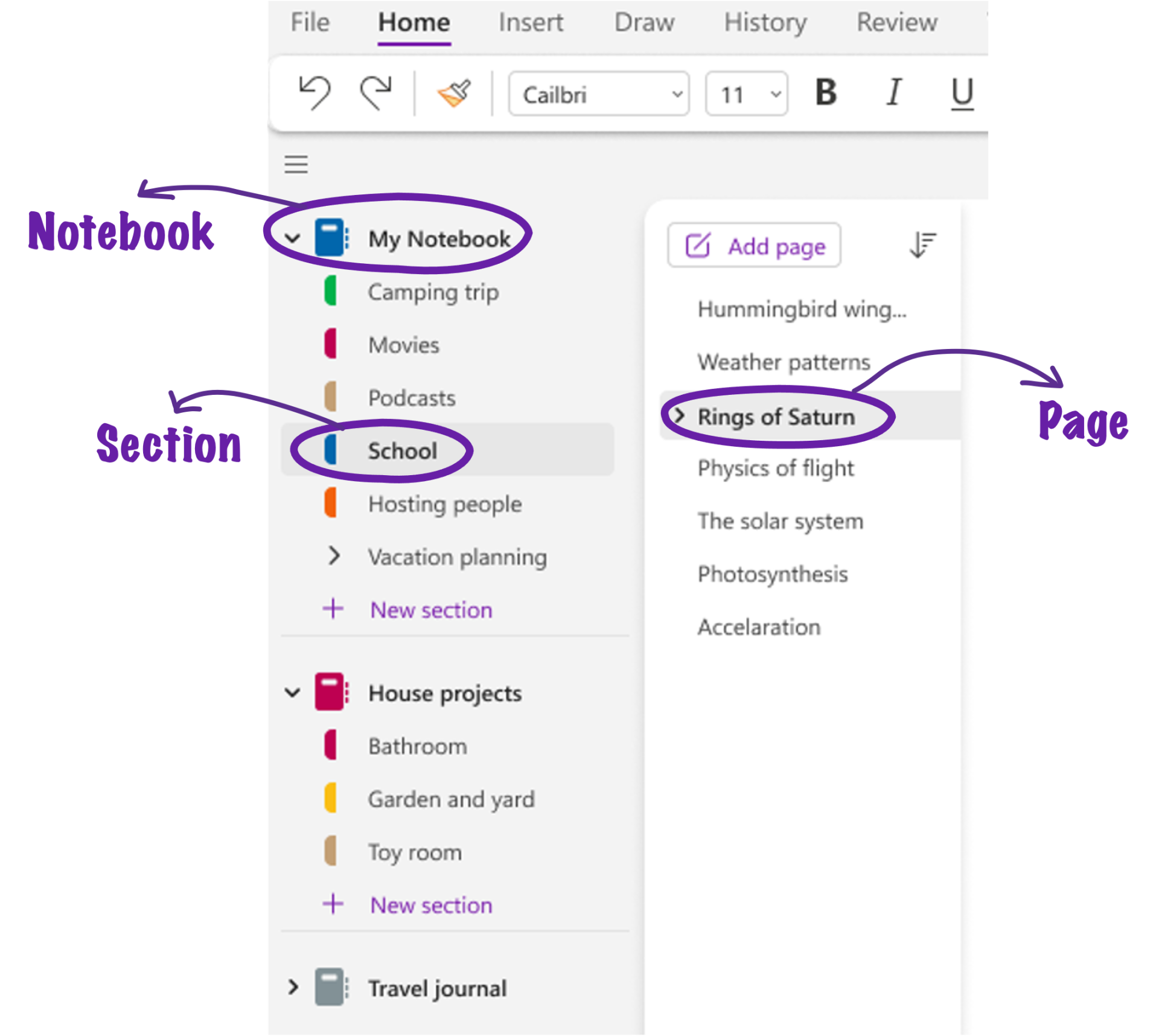 OneNote’s Notebook Hierarchy OneNote’s Notebook Hierarchy