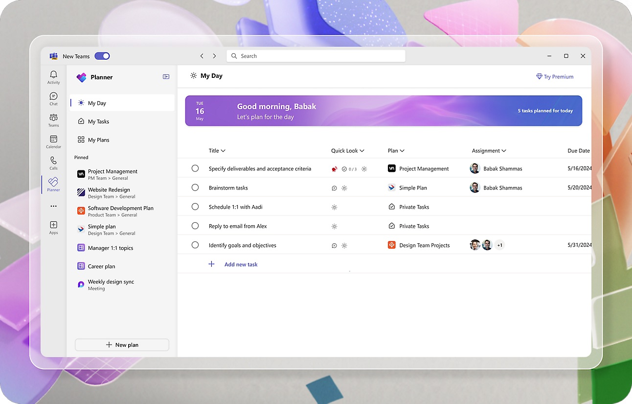 Planner Tasks Planner Tasks: My Day in Teams