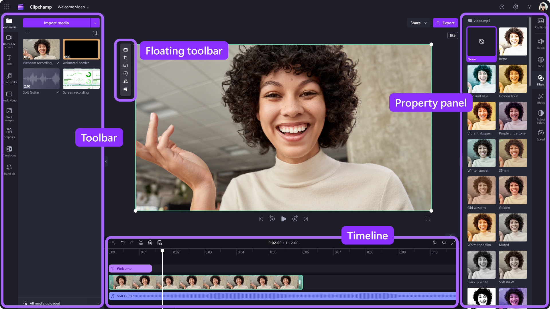 Clipchamp Interface Clipchamp Editor Workspace